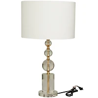CosmoLiving by Cosmopolitan Gold Crystal Orbs Style Base Table Lamp with Drum Shade 15" x 15" x 27"