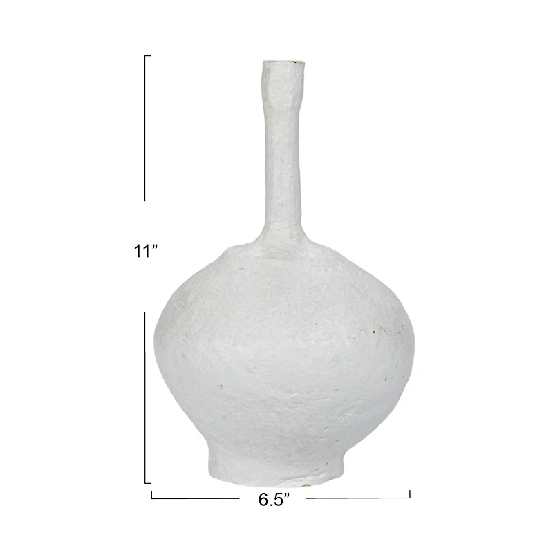 Hello Honey® 11" Round Whitewashed Decorative Paper Mache Taper Holder