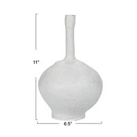Hello Honey® 11" Round Whitewashed Decorative Paper Mache Taper Holder