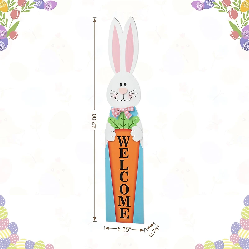 Glitzhome® 42" Easter Wooden Bunny Welcome Porch Sign
