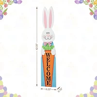 Glitzhome® 42" Easter Wooden Bunny Welcome Porch Sign