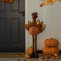 Glitzhome® Lighted Fabric Turkey Standing Décor with Telescoping Legs & Timer
