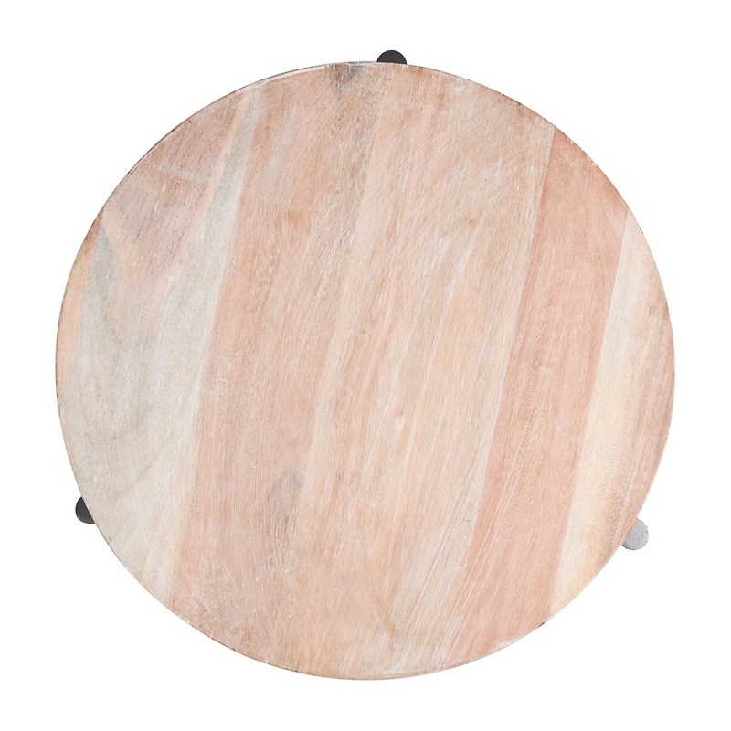 13" Cream Mango Wood Tray with Black Metal Leg