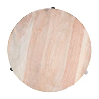 13" Cream Mango Wood Tray with Black Metal Leg