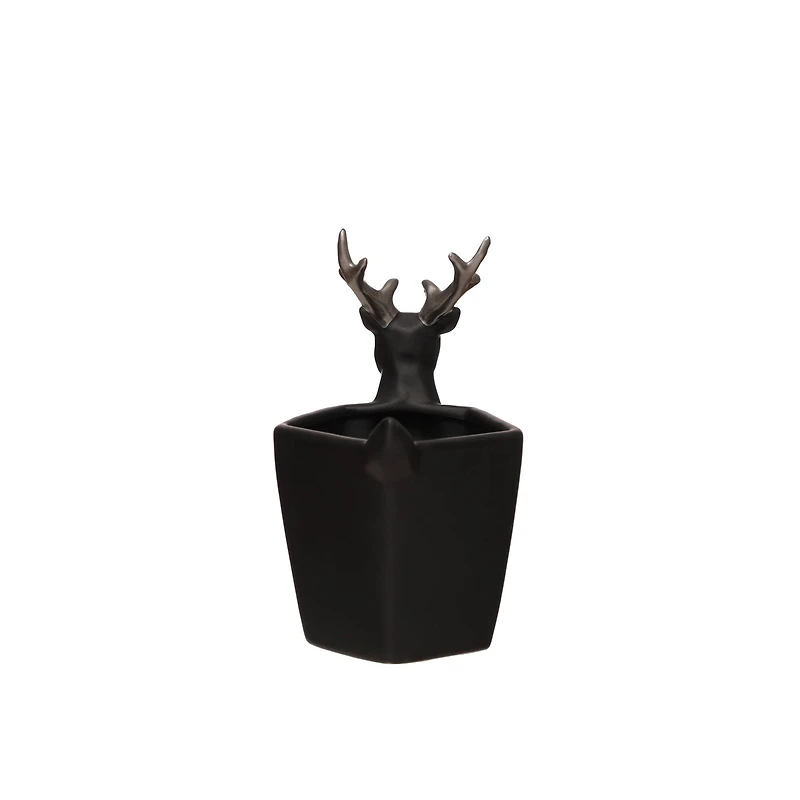 7" Black & Silver Reindeer Handle Decorative Container by Ashland®