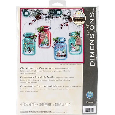 Dimensions® Christmas Jar Ornaments Counted Cross Stitch Kit