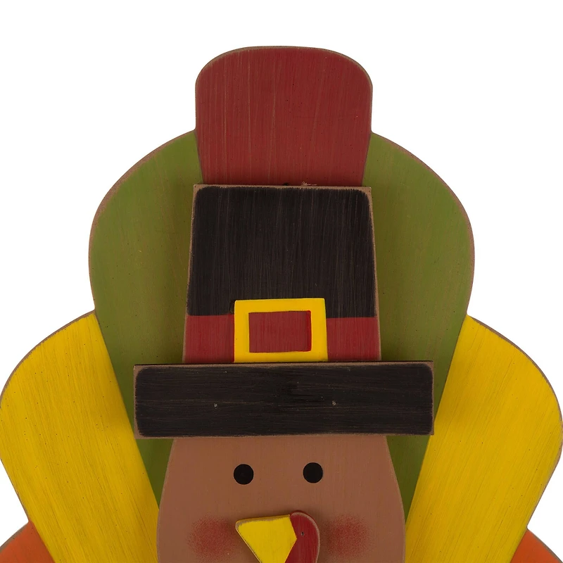 Glitzhome® 3.3ft. Thanksgiving Wooden Turkey Standing Décor