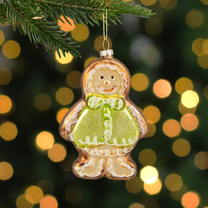 4.5" Bronze & Brown Glass Gingerbread Christmas Ornament
