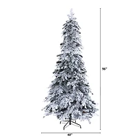 8ft. Pre-Lit Flocked Montana Down Swept Spruce & Pinecones Artificial Christmas Tree with Clear LED Lights