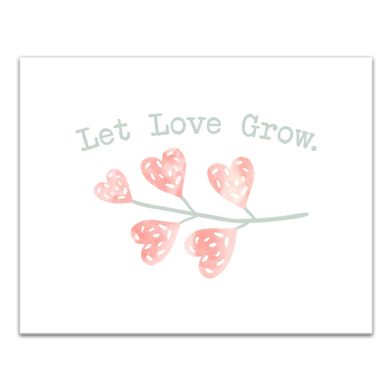 Let Love Grow Heart Branch 11" x 14" Canvas Wall Art