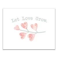 Let Love Grow Heart Branch 11" x 14" Canvas Wall Art