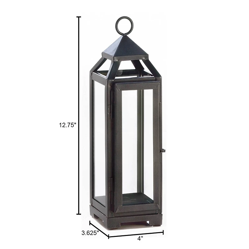 12.75" Black Tall Slate Lantern