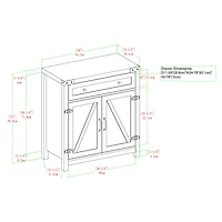 Walker Edison White Oak Farmhouse Barn Door Accent Cabinet