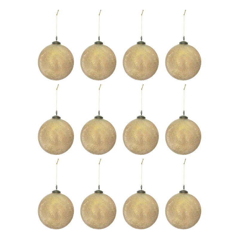 Hello Honey® 12 Pack 3" Gold Glass Seeded Ball Ornaments