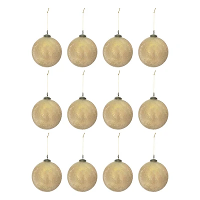 Hello Honey® 12 Pack 3" Gold Glass Seeded Ball Ornaments