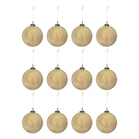Hello Honey® 12 Pack 3" Gold Glass Seeded Ball Ornaments