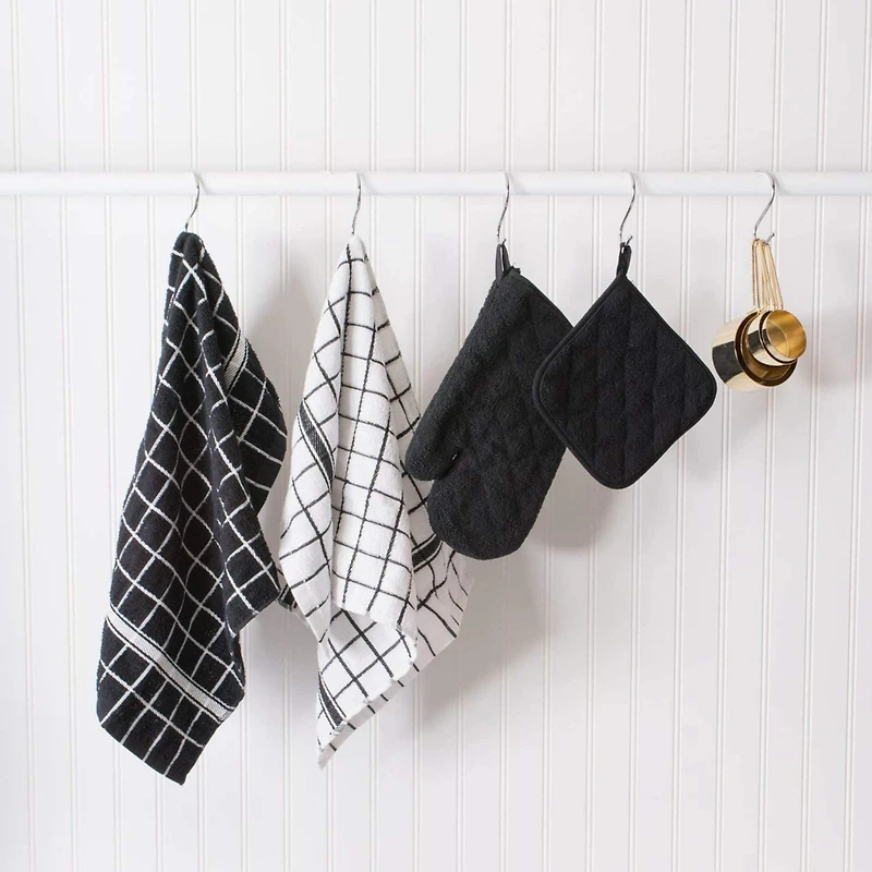 DII® & White Windowpane Terry Dishcloths