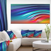 Designart - Beautiful Fractal Rainbow Waves - Large Floral Canvas Art Print