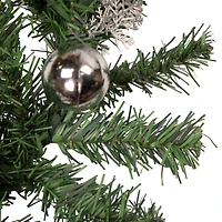 Pre-Decorated Silver Poinsettia Pine Cone & Ball Artificial Garland, Unlit