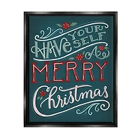 Stupell Industries Have Yourself Merry Christmas Phrase Framed Floater Canvas Wall Art