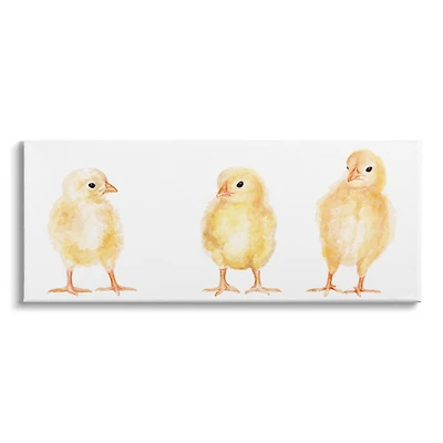 Stupell Industries Baby Chick Trio Watercolor Portrait Kids' Wild Animals Canvas Wall Art