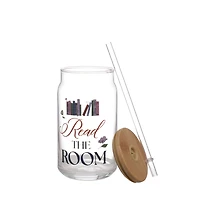 15.2oz. Read the Room Glass with Bamboo Lid & Straw by Ashland®