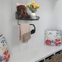 NEX™ 16" Wall Mounted Wire Basket Shelf & Paper Roll Holder