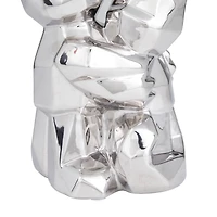 CosmoLiving by Cosmopolitan Silver Porcelain Contemporary Sculpture, 12" x 8" x 5"