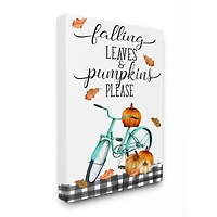 Stupell Industries Fall Leaves Pumpkin & Turquoise Bicycle Canvas Wall Art