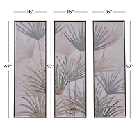 Set of 3 Brown Polystone Traditional Floral Wall Art, 16" x 47"