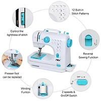 NEX™ Indigo Blue Modern Crafting Sewing Machine with 12 Built-In Stitches