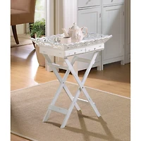 27" White Elegant Tray Stand