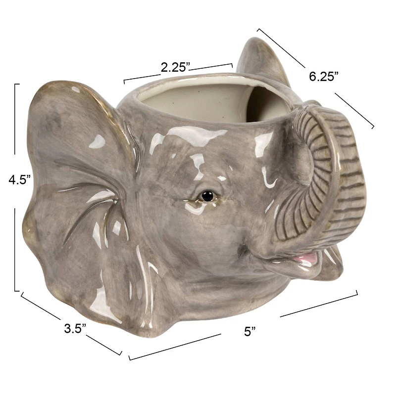 Hello Honey® 6.75" Round Ceramic Elephant Head Planter