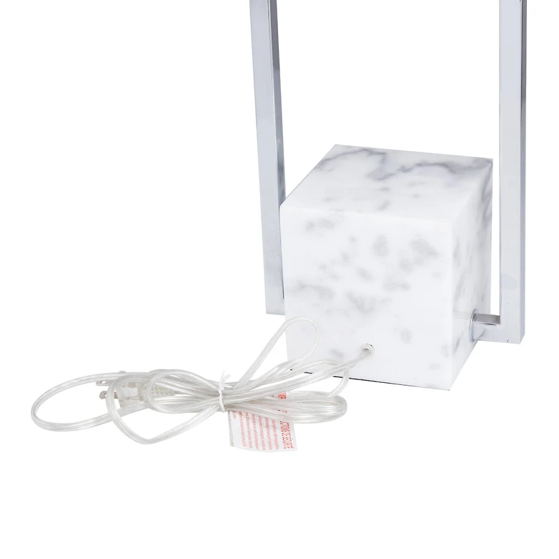 CosmoLiving by Cosmopolitan Silver Marble Modern Table Lamp, 25" x 14" x 10"