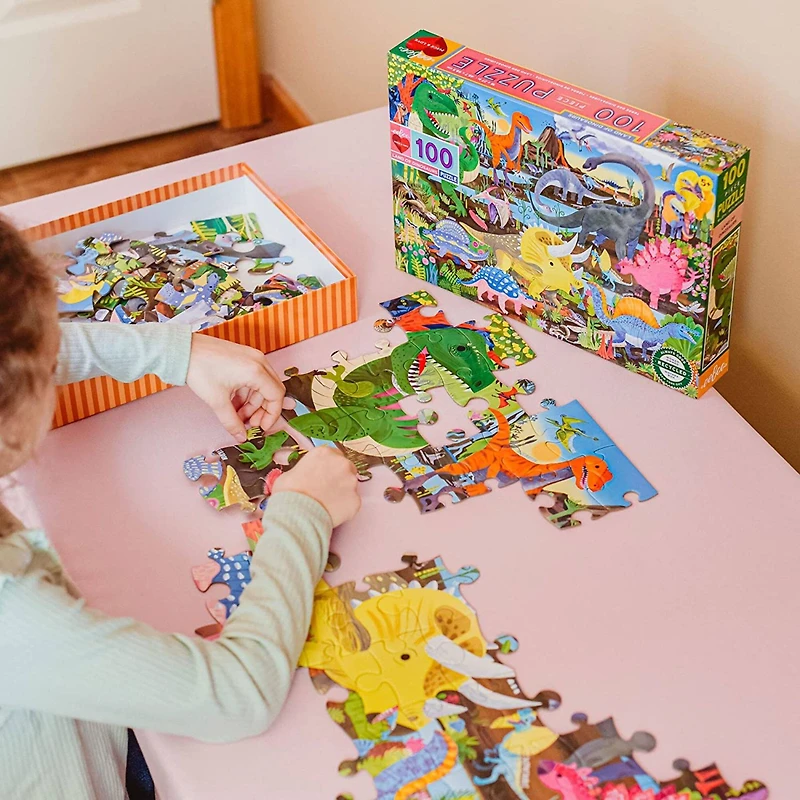eeBoo Land of Dinosaurs 100 Piece Puzzle