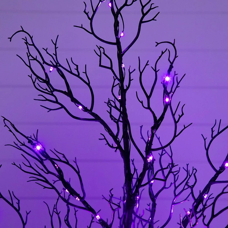 4ft. Pre-Lit Halloween Minimalist Twig Artificial Fall Tree with 160 Orange & Purple LED Lights