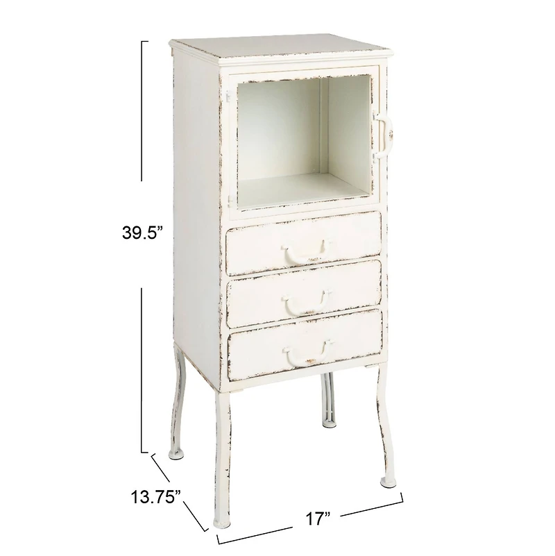 Hello Honey® Antique White Rustic Farmhouse Storage Cabinet