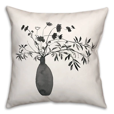 Monochromatic Floral IV 18" x 18" Throw Pillow