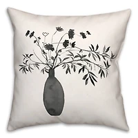 Monochromatic Floral IV 18" x 18" Throw Pillow