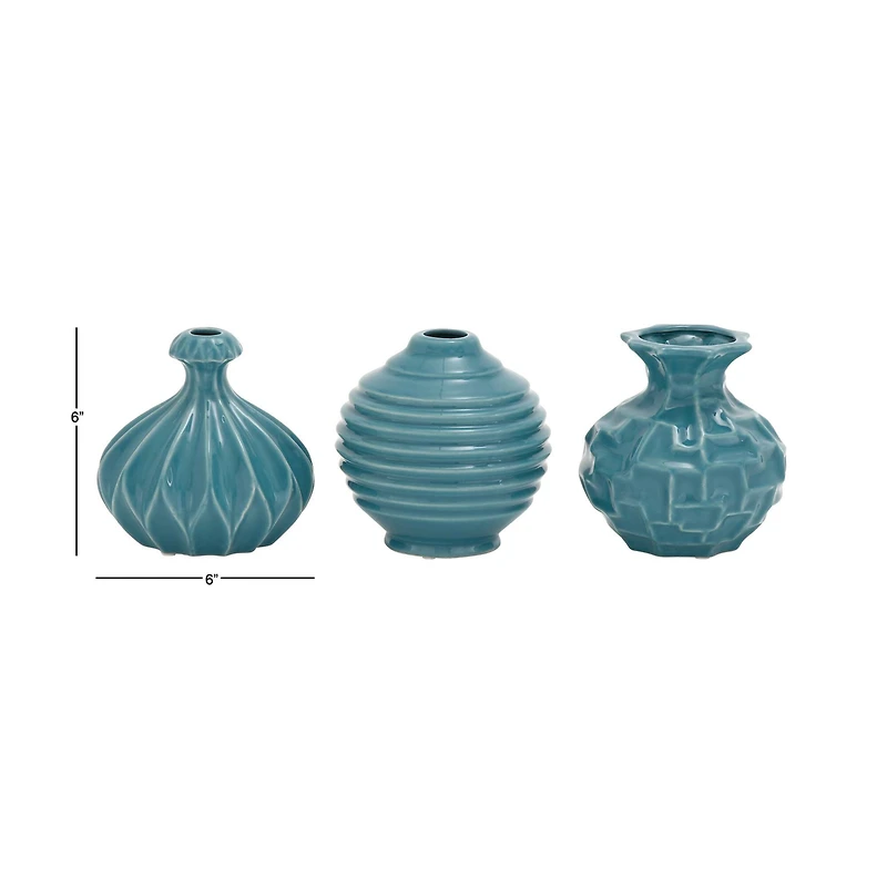 Blue Stoneware Modern Vase Set