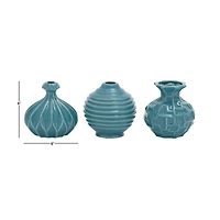 Blue Stoneware Modern Vase Set