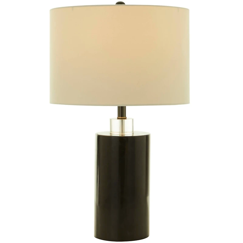 Black Marble Thick Stand Table Lamp with Drum Shade 15" x 15" x 24"