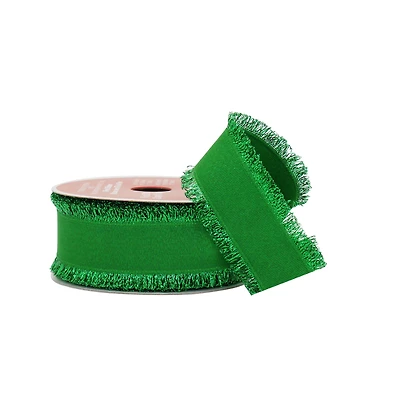 1.5" x 30ft. Green Tinsel Edged Wired Ribbon by Celebrate It®