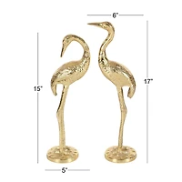 Gold Aluminum Crane Sculpture Set
