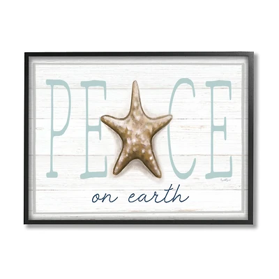 Stupell Industries Peace On Earth Starfish Sign Framed Giclee Art