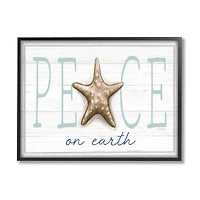 Stupell Industries Peace On Earth Starfish Sign Framed Giclee Art