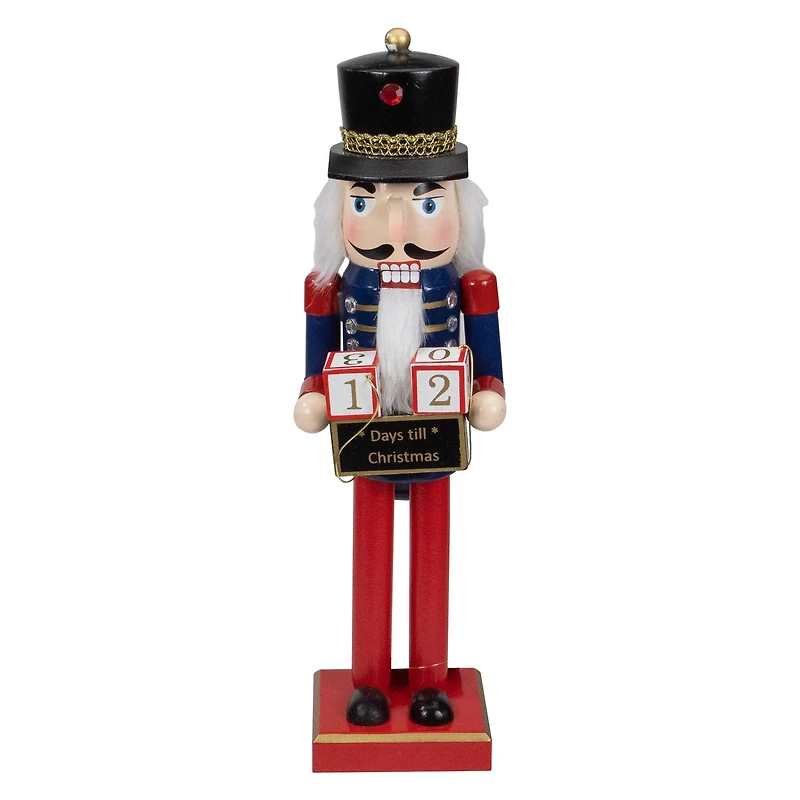 14" Wooden Nutcracker with Christmas Countdown Sign