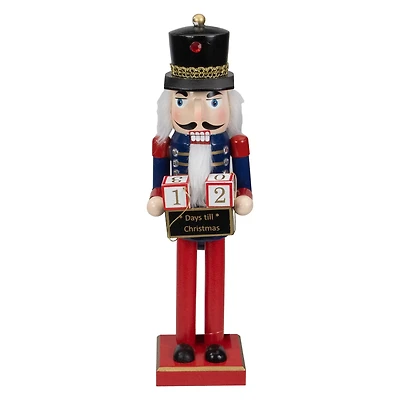 14" Wooden Nutcracker with Christmas Countdown Sign