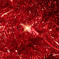 4ft. Pre-Lit Red Artificial Tinsel Christmas Tree, Clear Lights