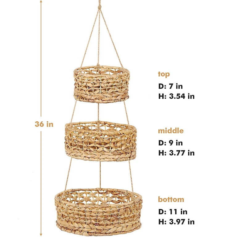 NEX™ 3-Tier Natural Kitchen Fruit Storage Wicker Baskets